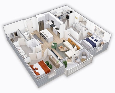 Floor plan for 2 beds, 2 baths, 1150 sqft